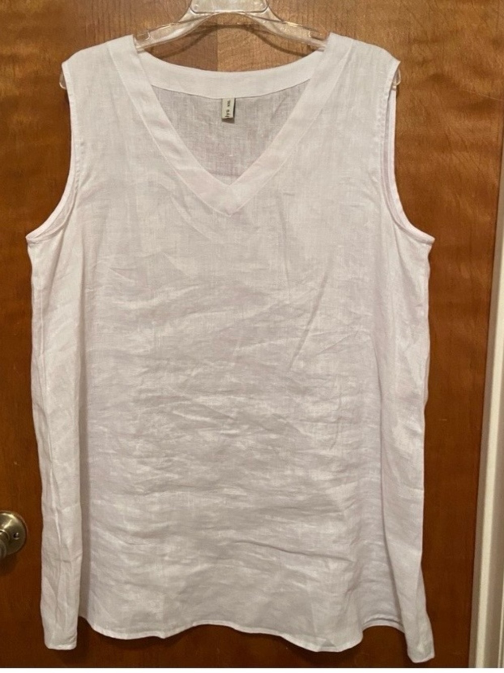 Plus Size Sleeveless White Linen Tunic Top